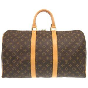 LOUIS VUITTON Authentic Brown Monogram Keepall 45 Boston Bag